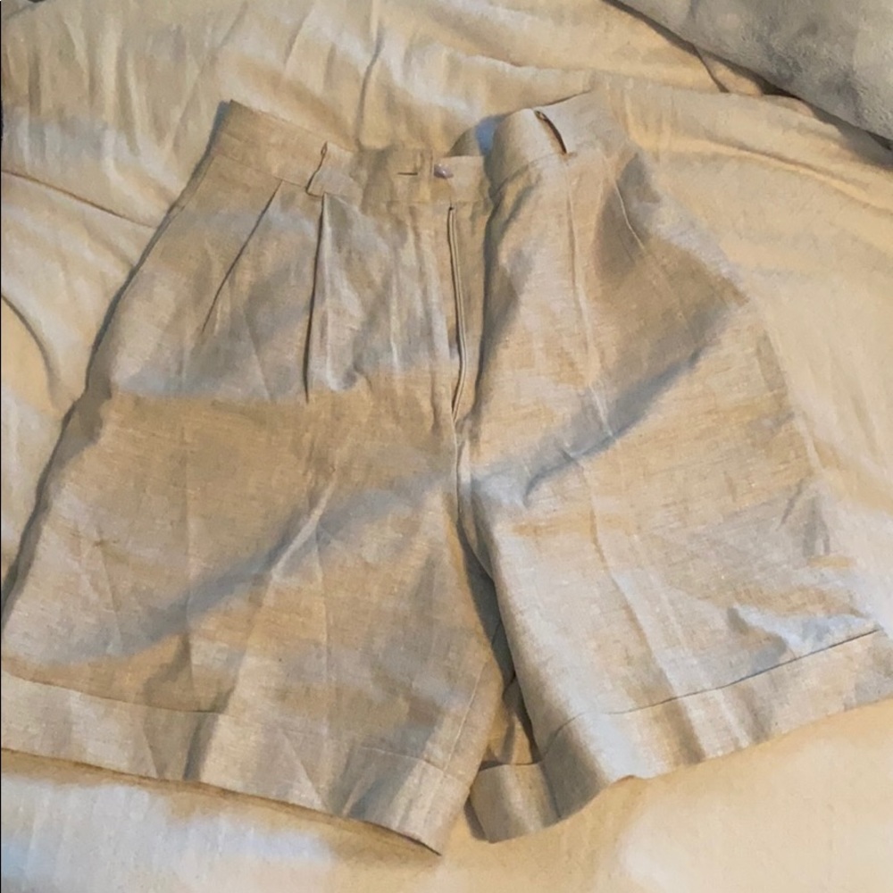 Talbots 100% linen high waisted shorts